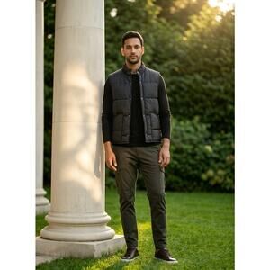 Vintage Snap N Wear Navy Blue Quilted Insulated Puffer Vest Mens Size L